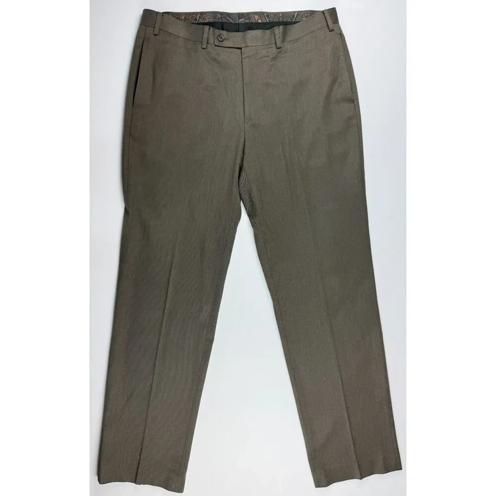 Lauren Ralph Lauren Taupe Dress Pants Sz 36x32 Paisley Lined Trousers